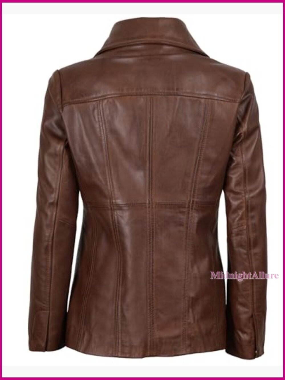 Real Lambskin Leather Blazer Coat Women's Tailored Casual Dressy Jacket - Picture 4 of 7